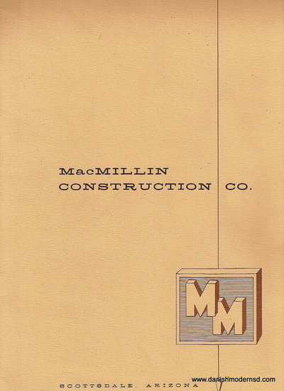 Cover of folder featuring mid-century modern houses by MacMillin Construction Co., Scottsdale, Arizona.