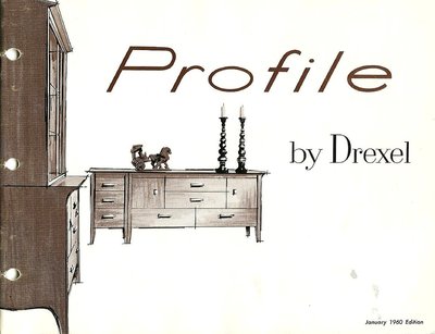 Drexel Profile January 1960 catalog cover with illustrations of hutch and credenza with candlesticks.