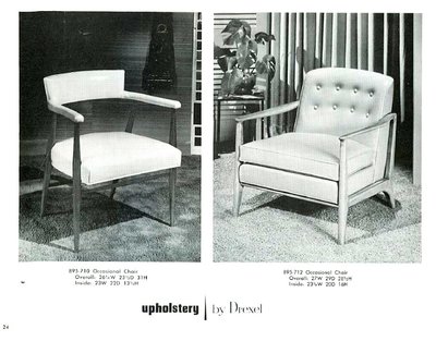 Occasional armchairs designed by John Van Koert for Upholstery by Drexel Profile, January 1960.