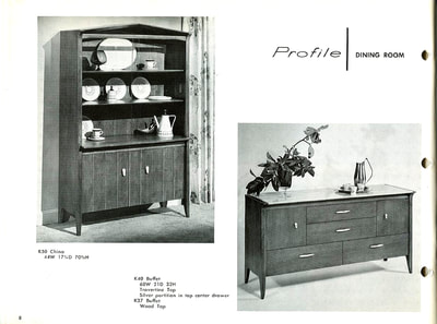 China hutch and Travertine-topped buffet with silver plated pulls designed by John Van Koert for Drexel Profile, January 1960.