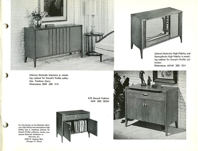 Motorola television, Hi-Fi and record cabinets designed by John Van Koert for Drexel Profile, January 1960.