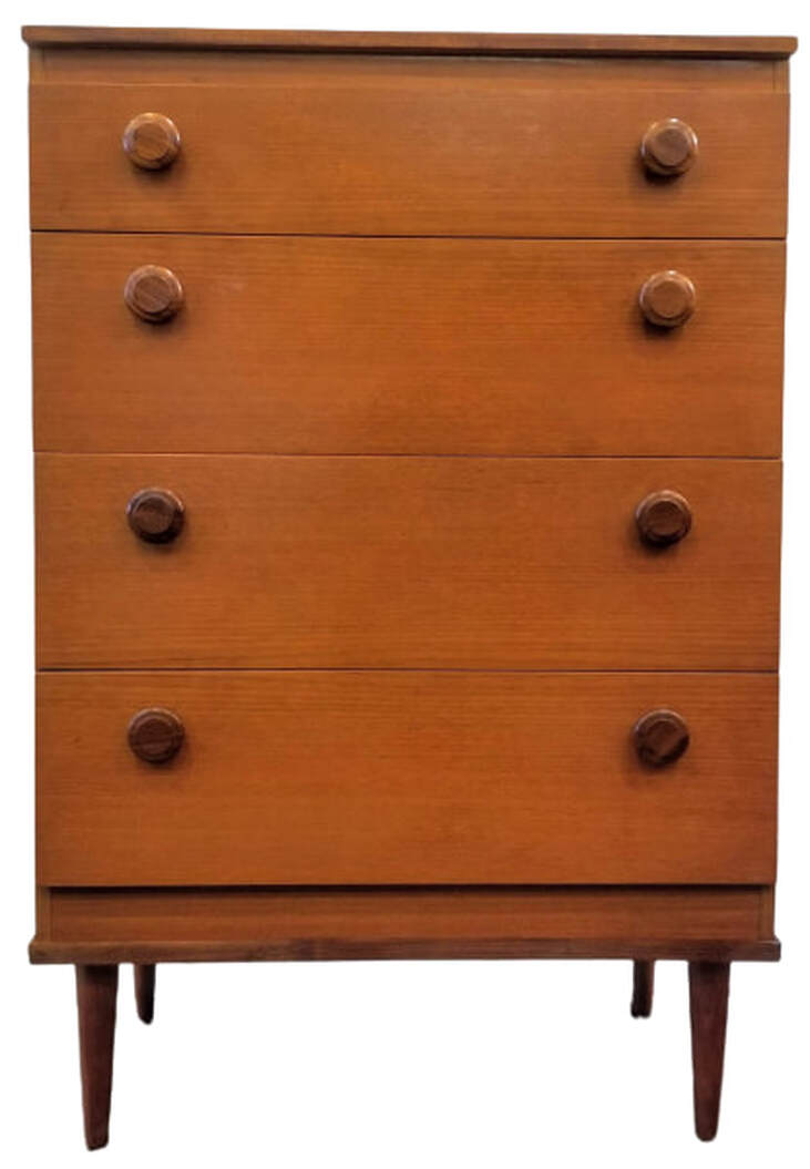 Mid-Century Danish Modern teak four drawer dresser.