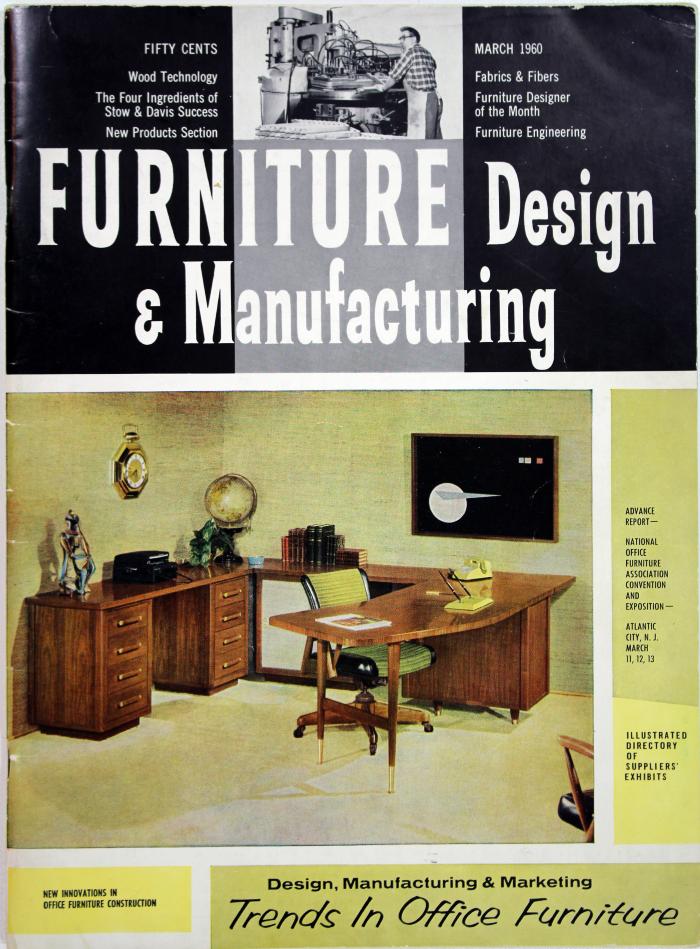 Version of the Boomerang Desk featured on the March 1960 cover of Furniture Design & Manufacturing Magazine.