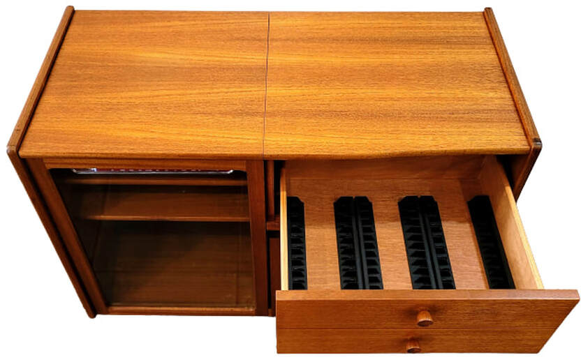 Nathan Furniture, England, Classic Teak Home Entertainment Unit with CD storage drawer.